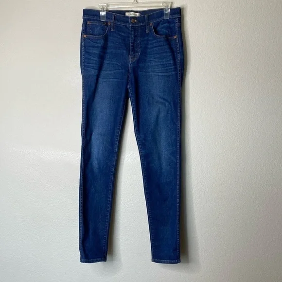 Madewell high rise skinny jeans Sz 31 tall blue denim EUC - Picture 2 of 9